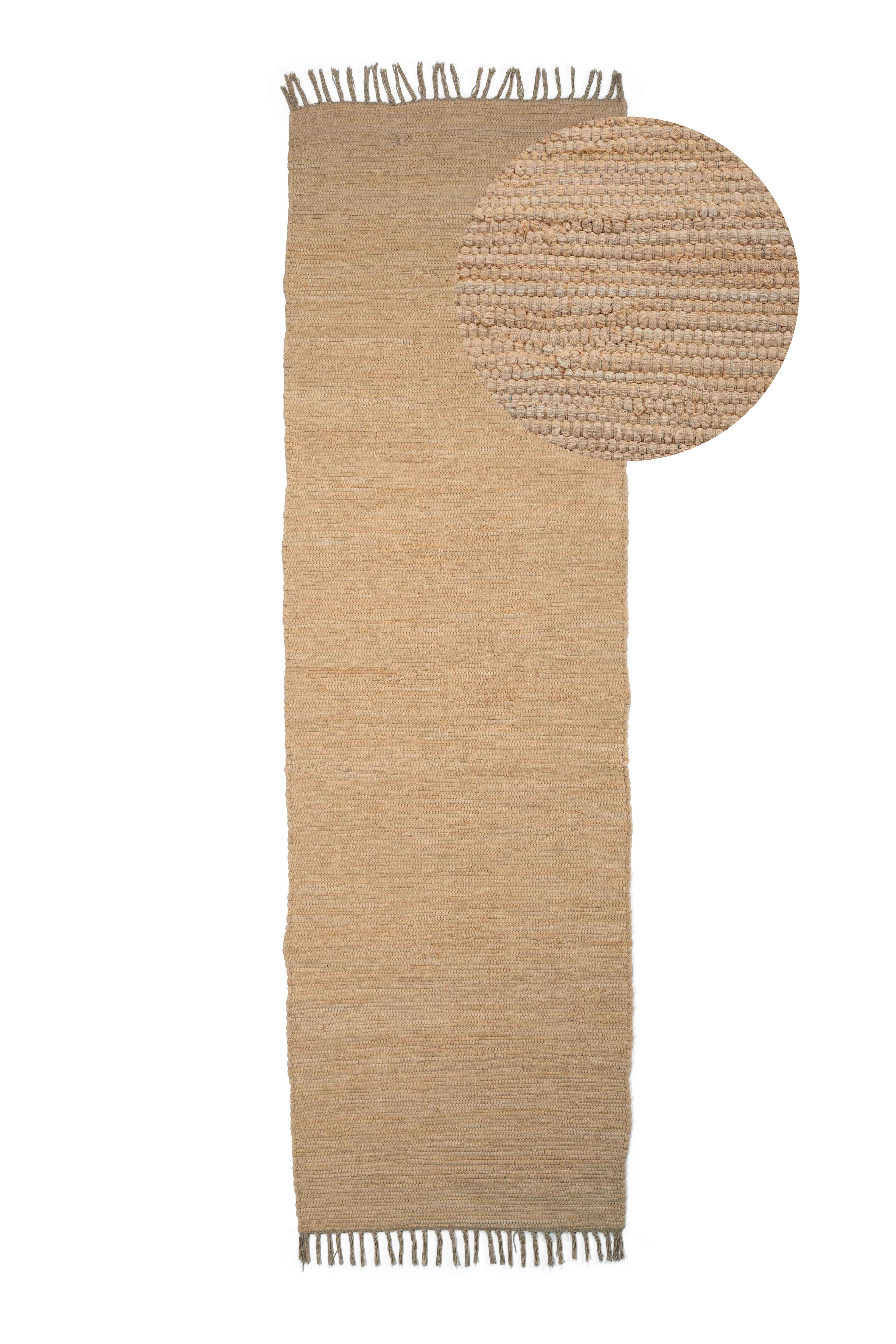Kelim Chindi Uni Läufer Beige in beige aus baumwolle