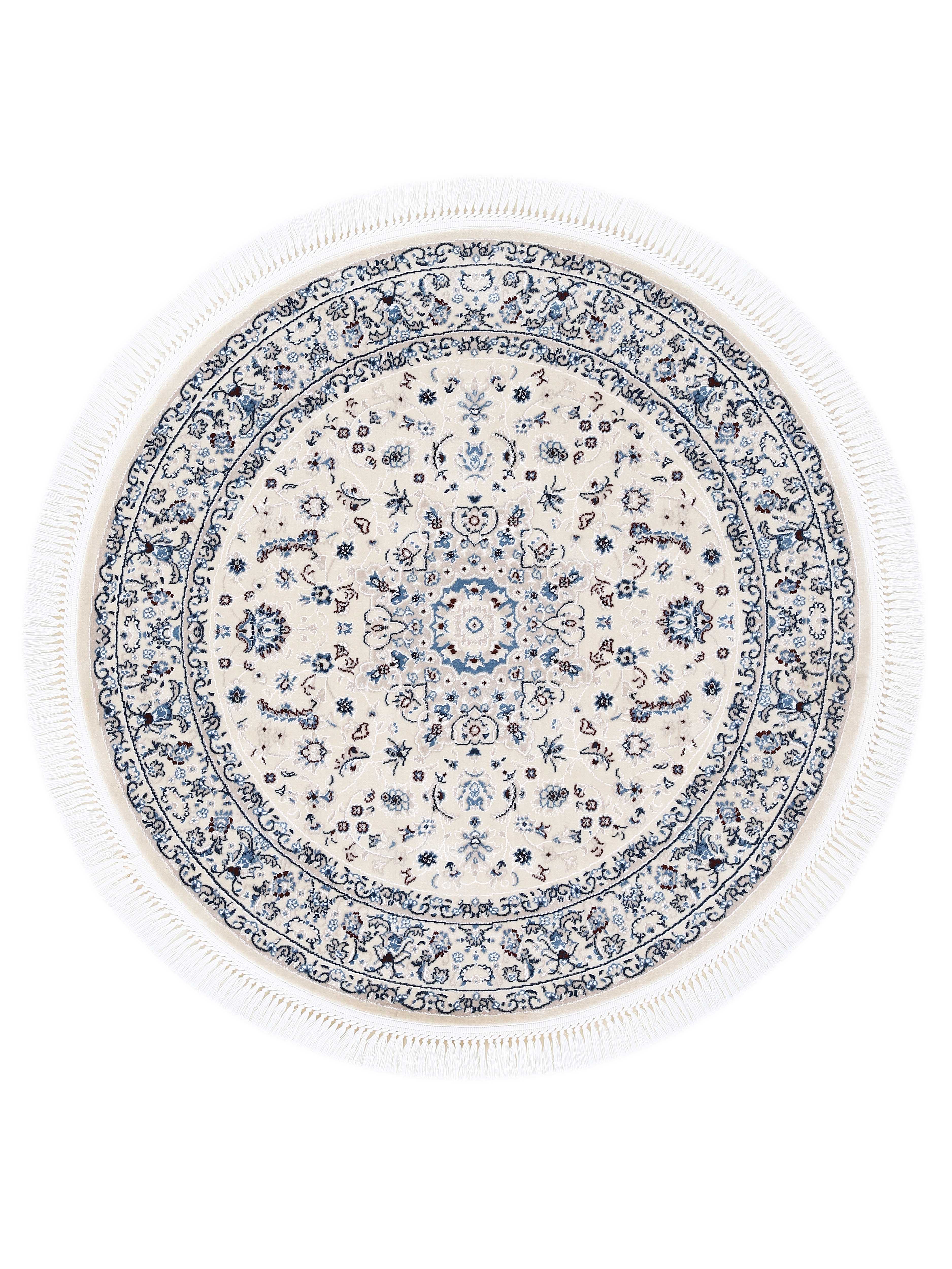 Teppich Nain Diane Rund Creme in creme aus kunstfaser