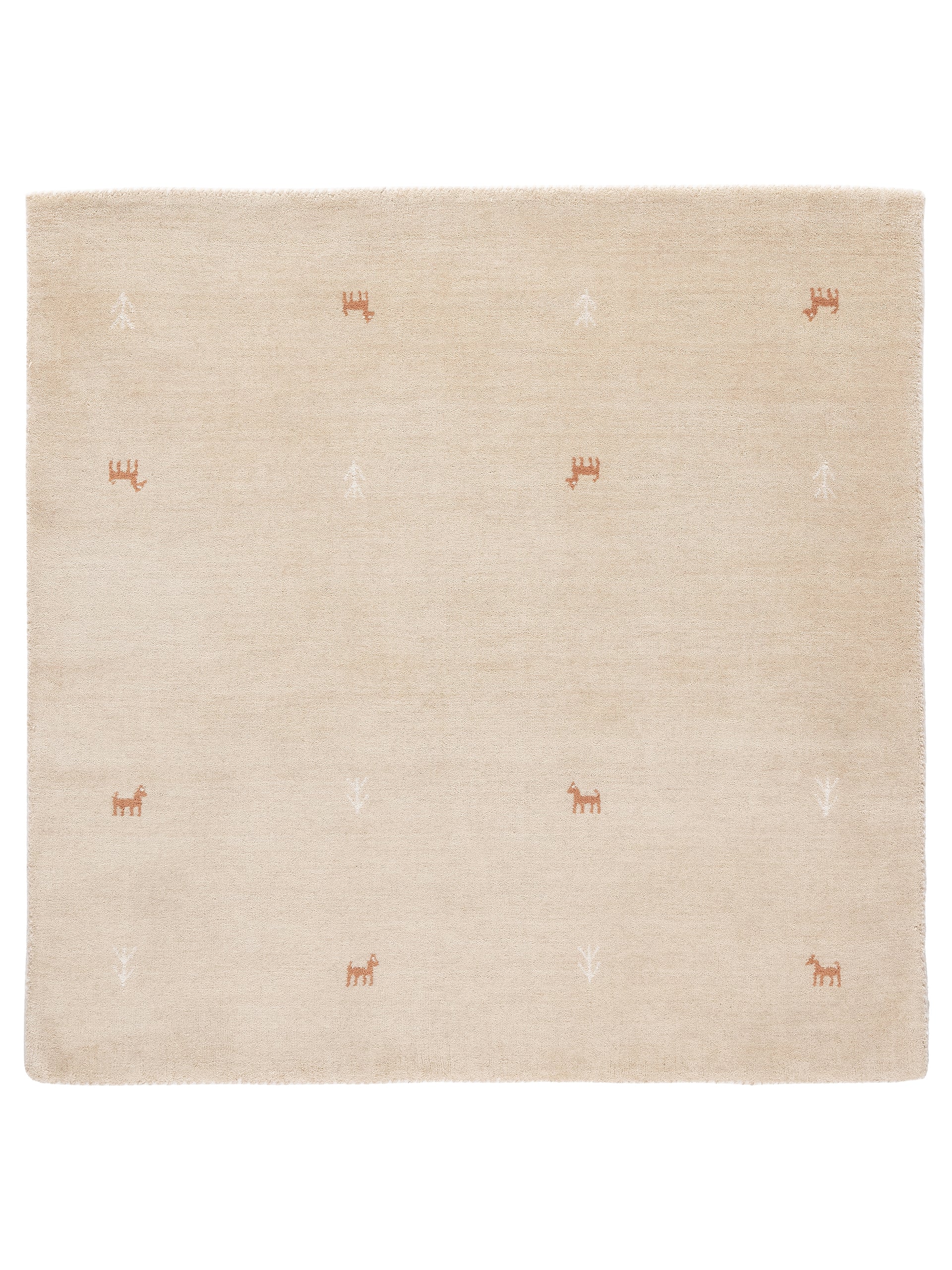 Wollteppich Gabbeh Uni Quadratisch Beige in beige aus wolle
