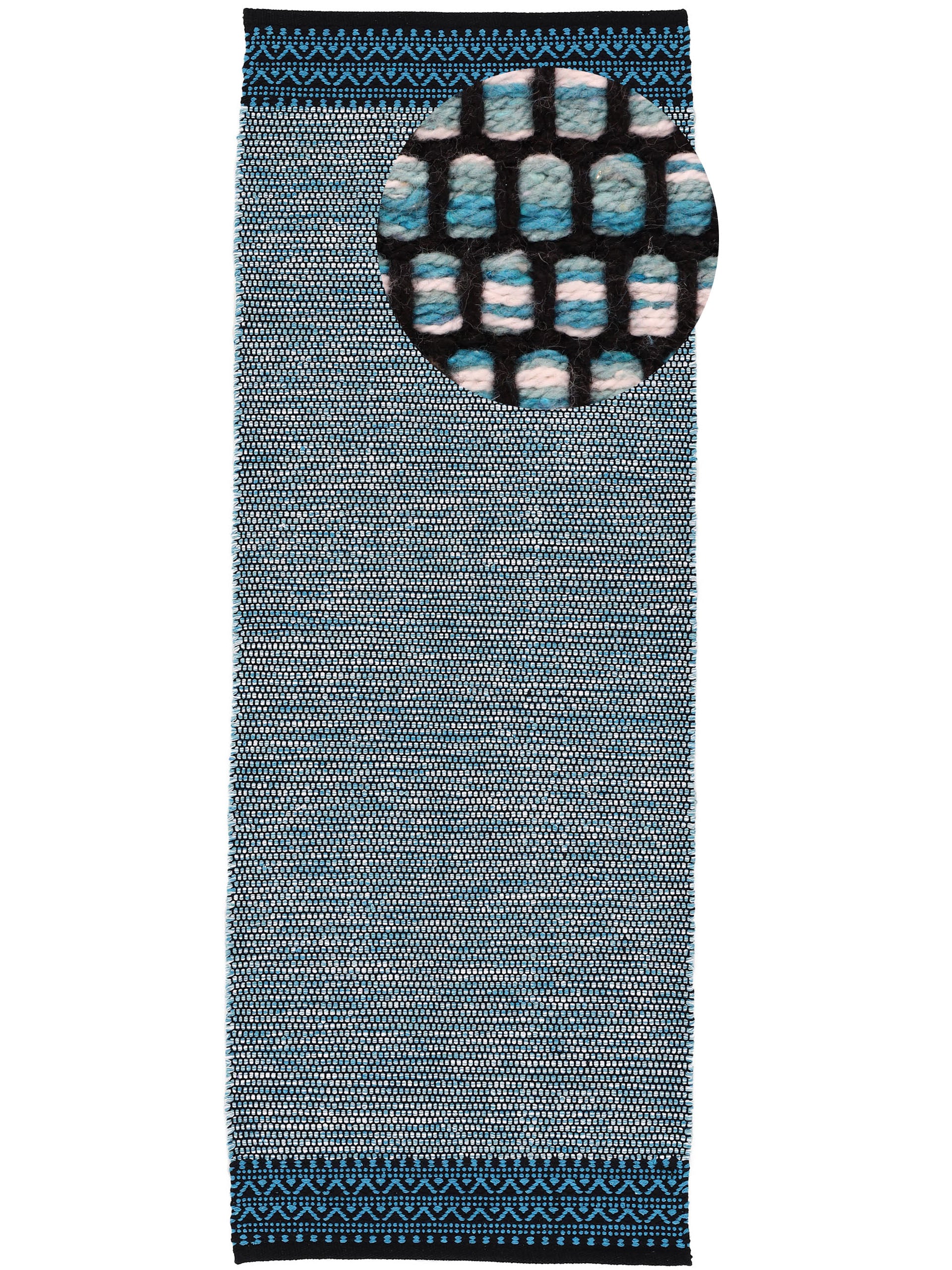 Flachgewebeteppich Kelim Mia Läufer Blau in blau aus baumwolle