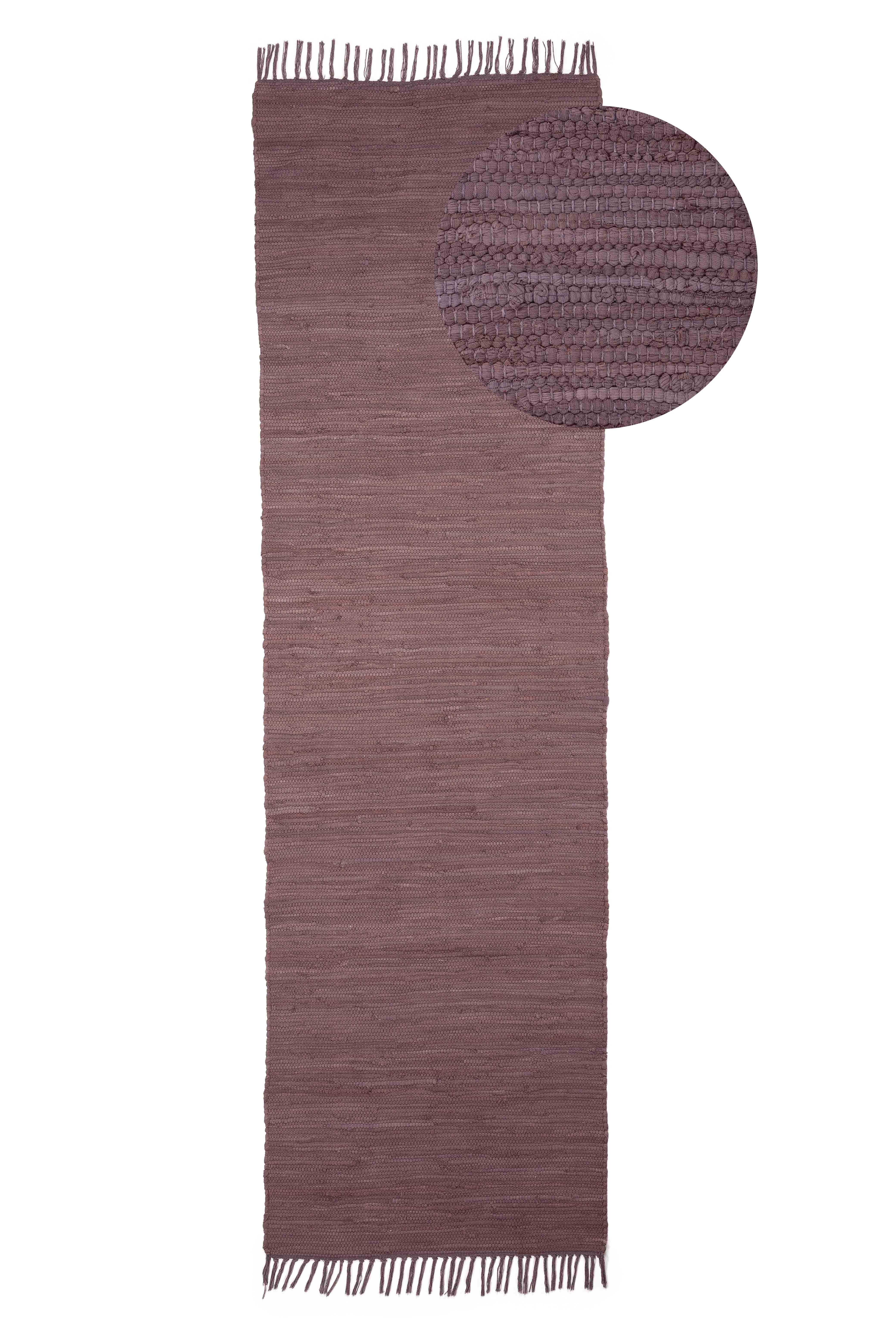 Kelim Chindi Uni Läufer Mauve in mauve aus baumwolle