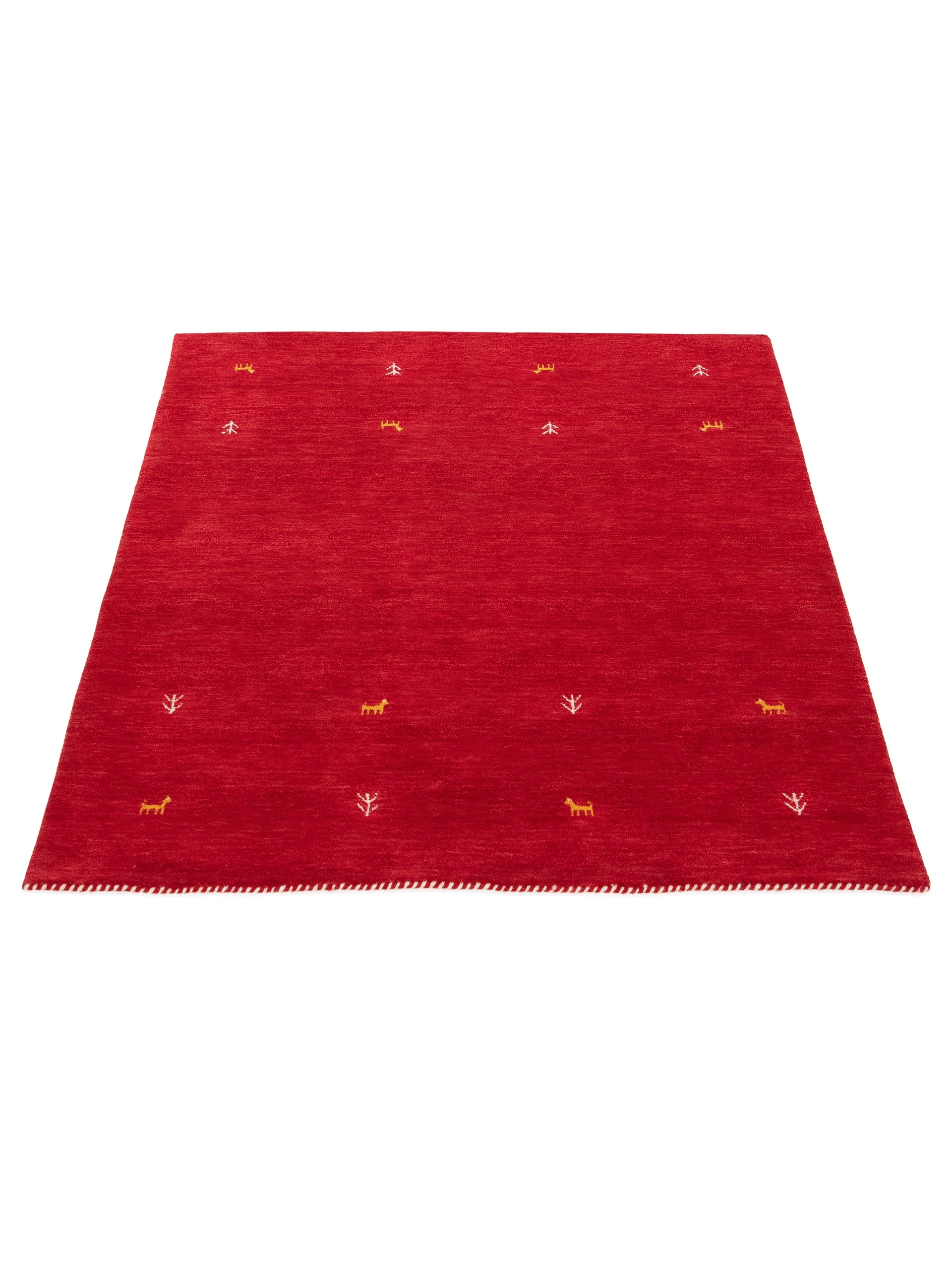 Wollteppich Gabbeh Uni Rot aus Wolle