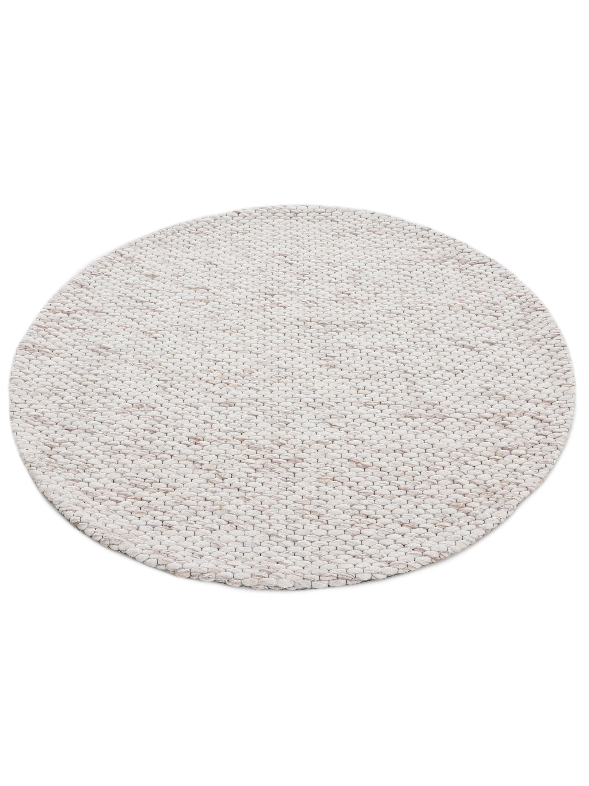 Wollteppich Sina Rund Beige meliert in beige-meliert aus wolle