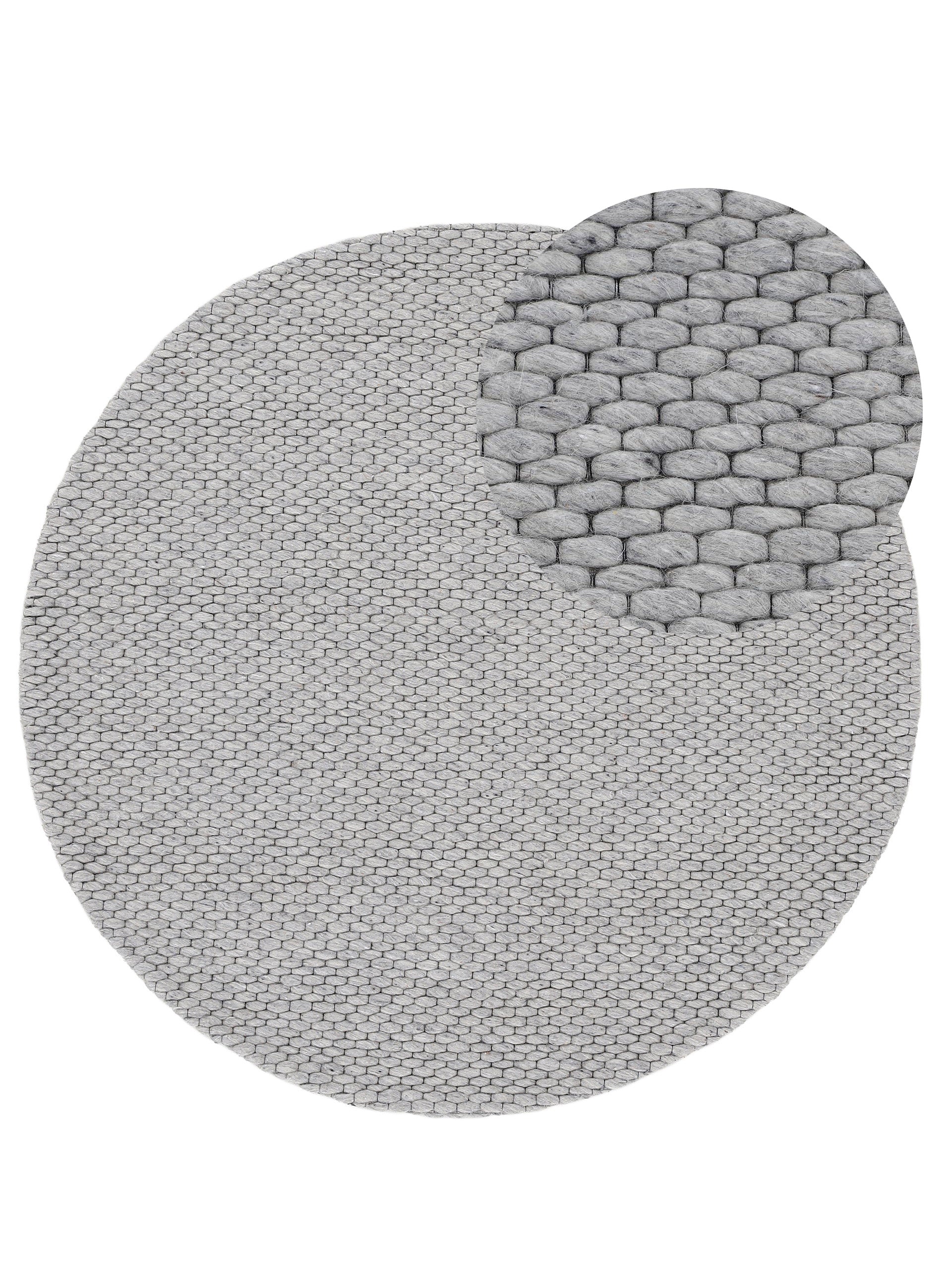 Wollteppich Sina Rund Grau in grau aus wolle