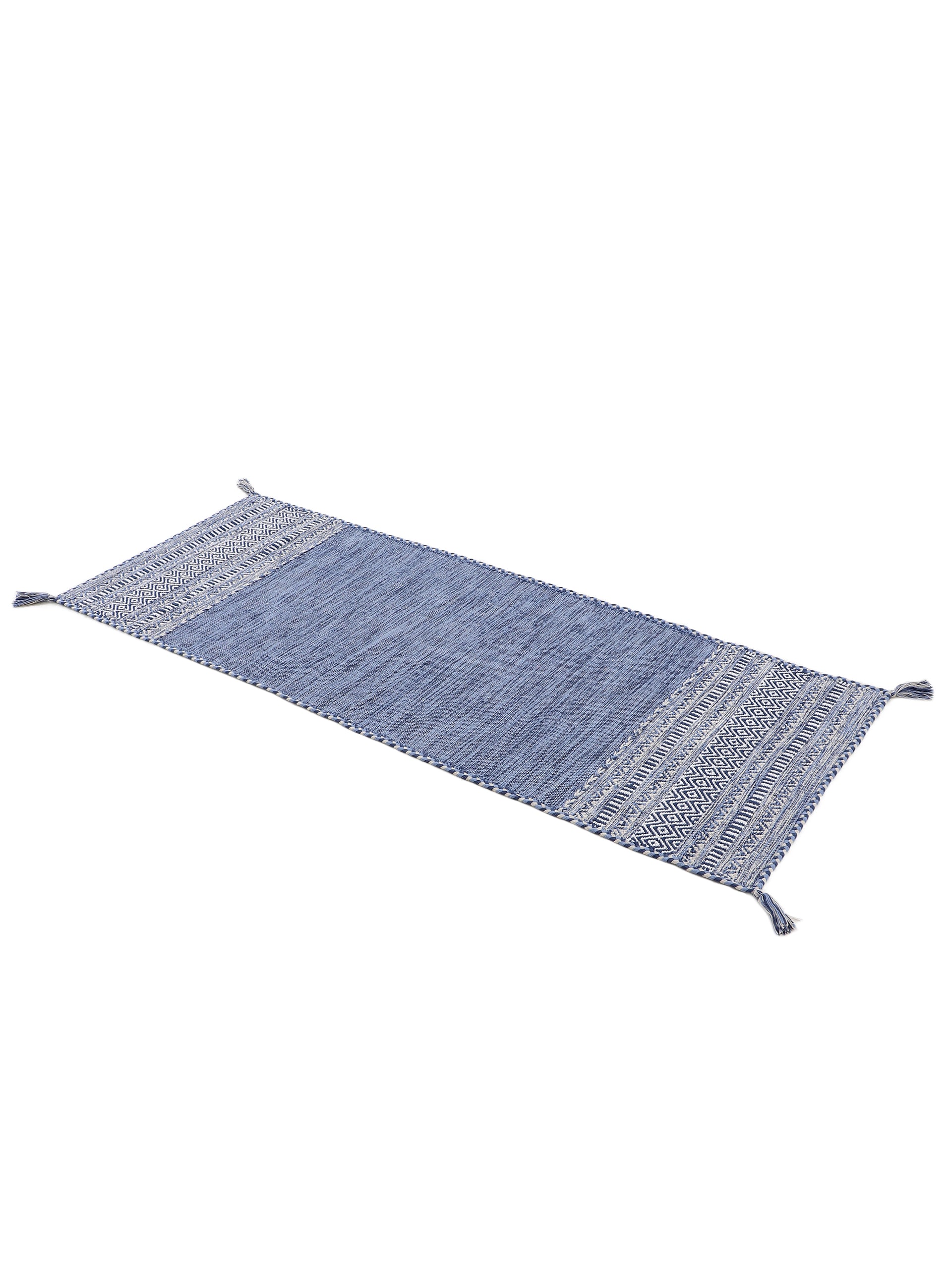Flachgewebeteppich Kelim Azizi Läufer Blau in blau aus baumwolle