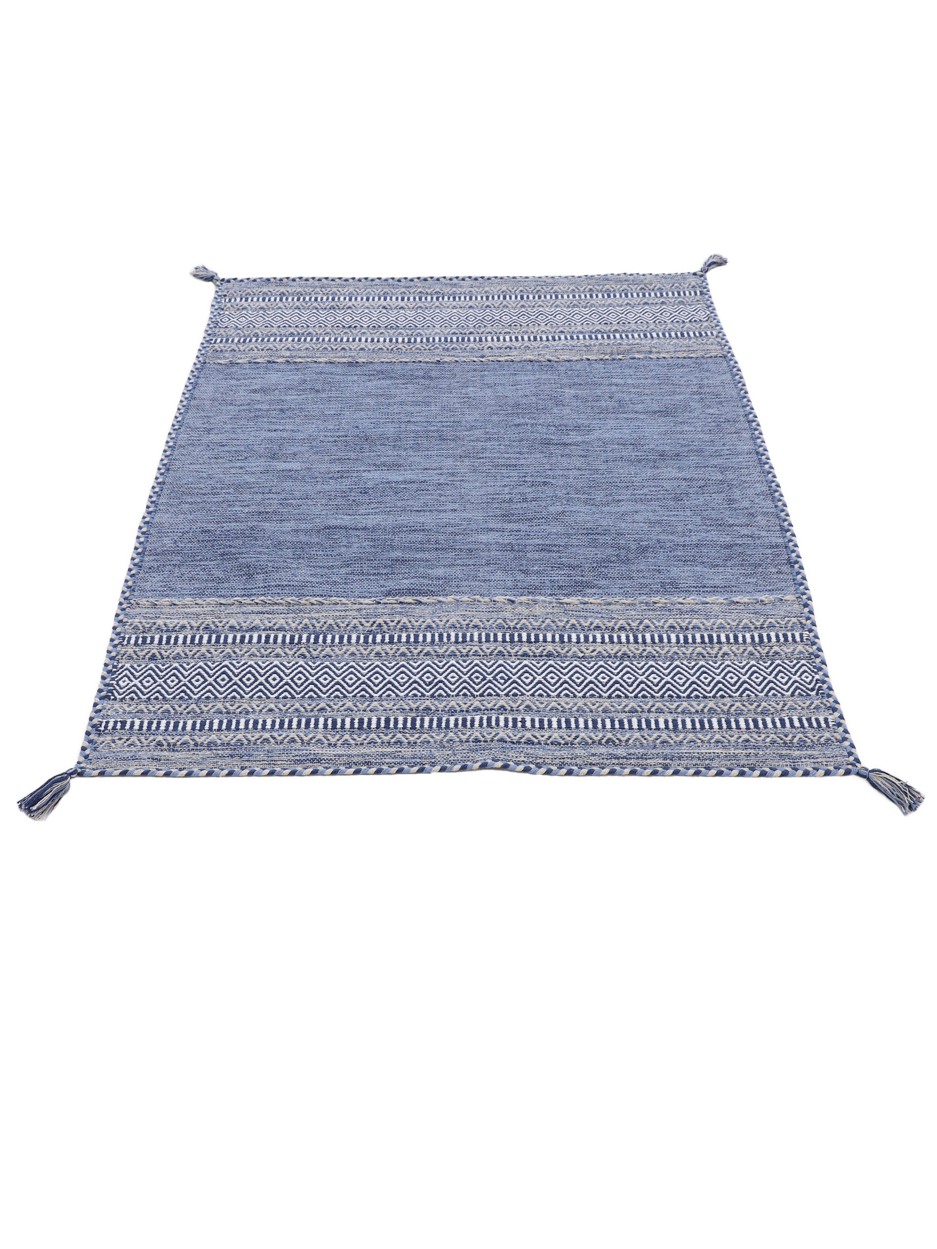 Flachgewebeteppich Kelim Azizi Blau aus Baumwolle