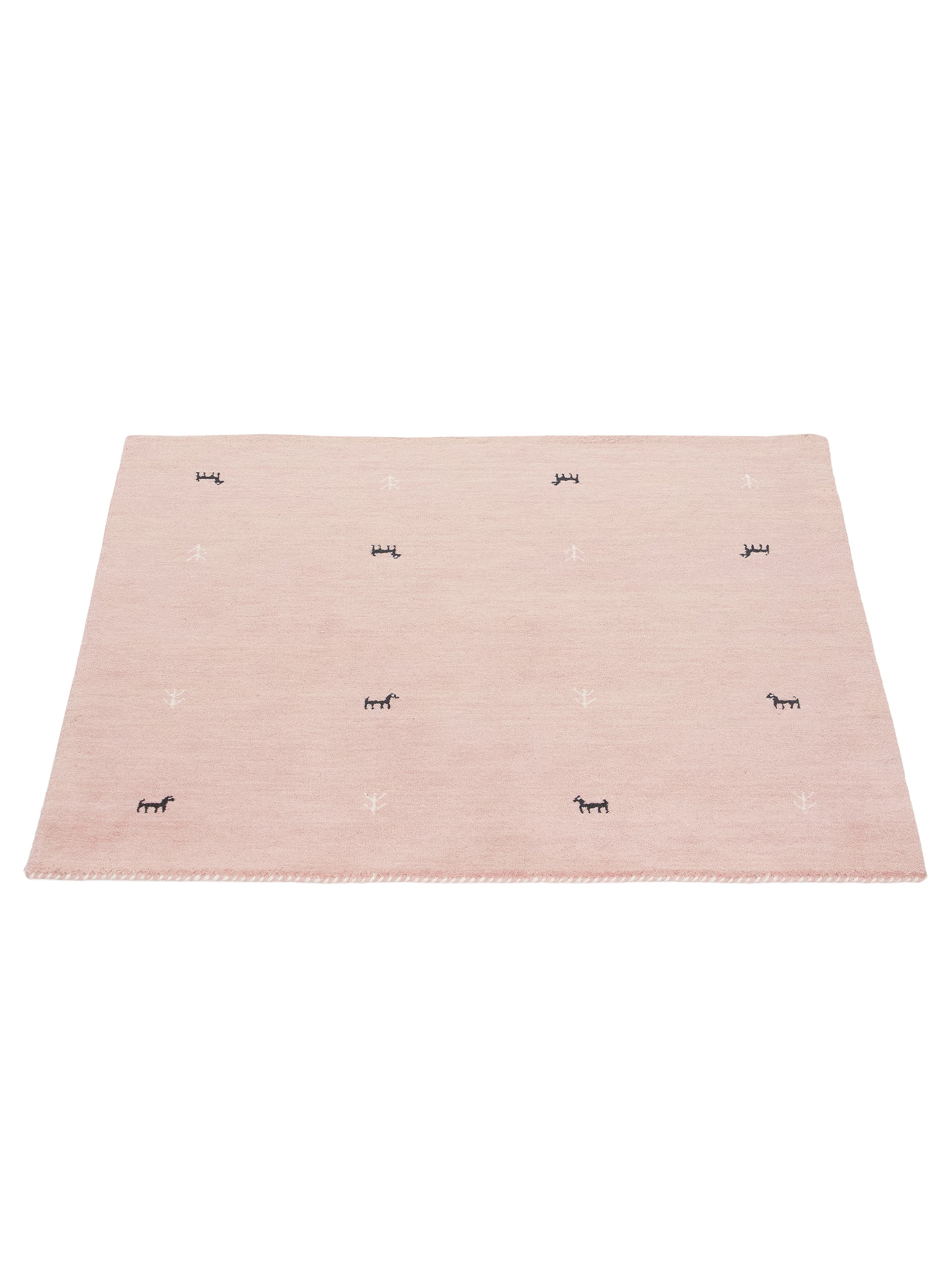 Wollteppich Gabbeh Uni Quadratisch Rosa in rosa aus wolle