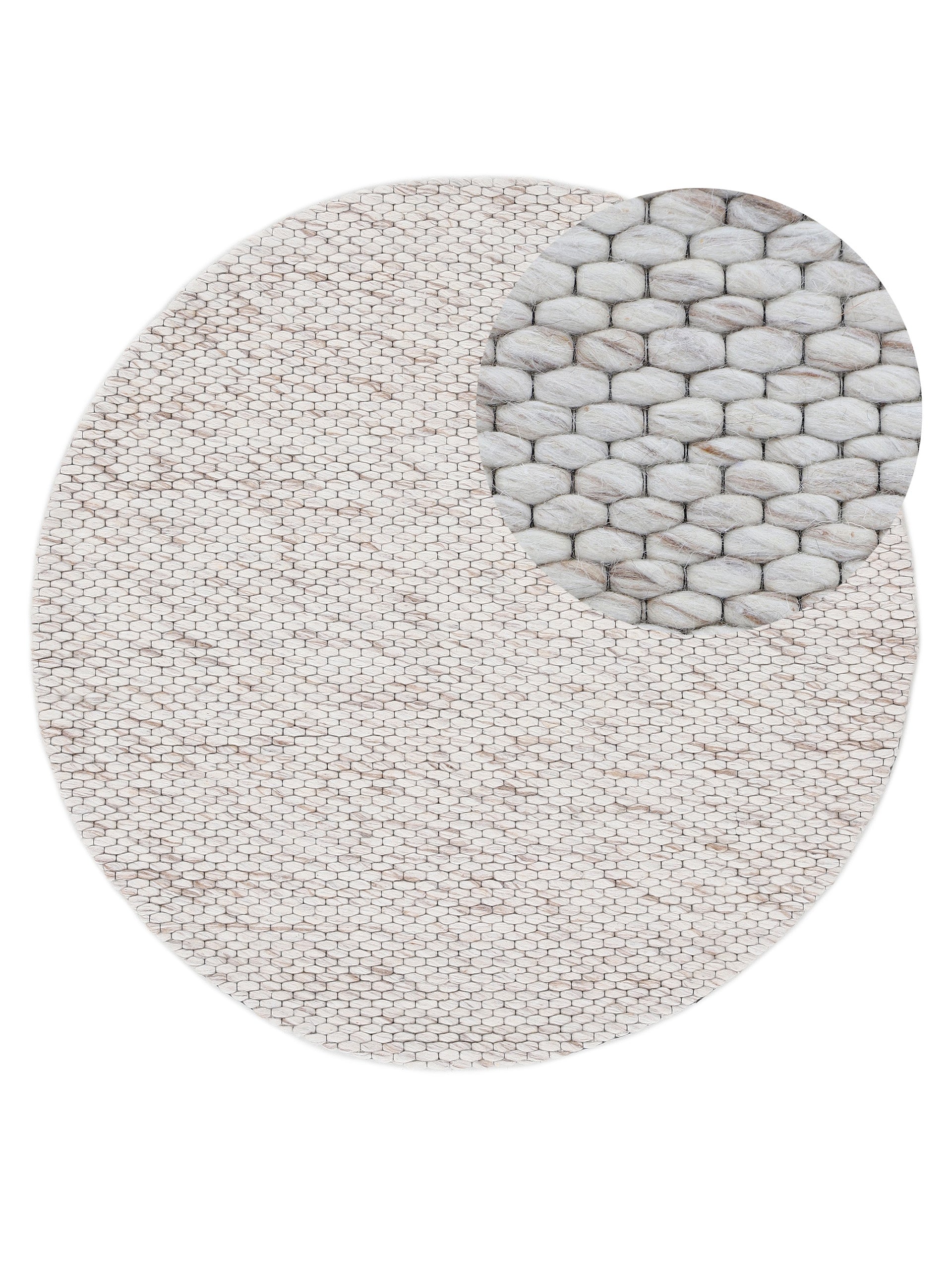 Wollteppich Sina Rund Beige meliert in beige-meliert aus wolle