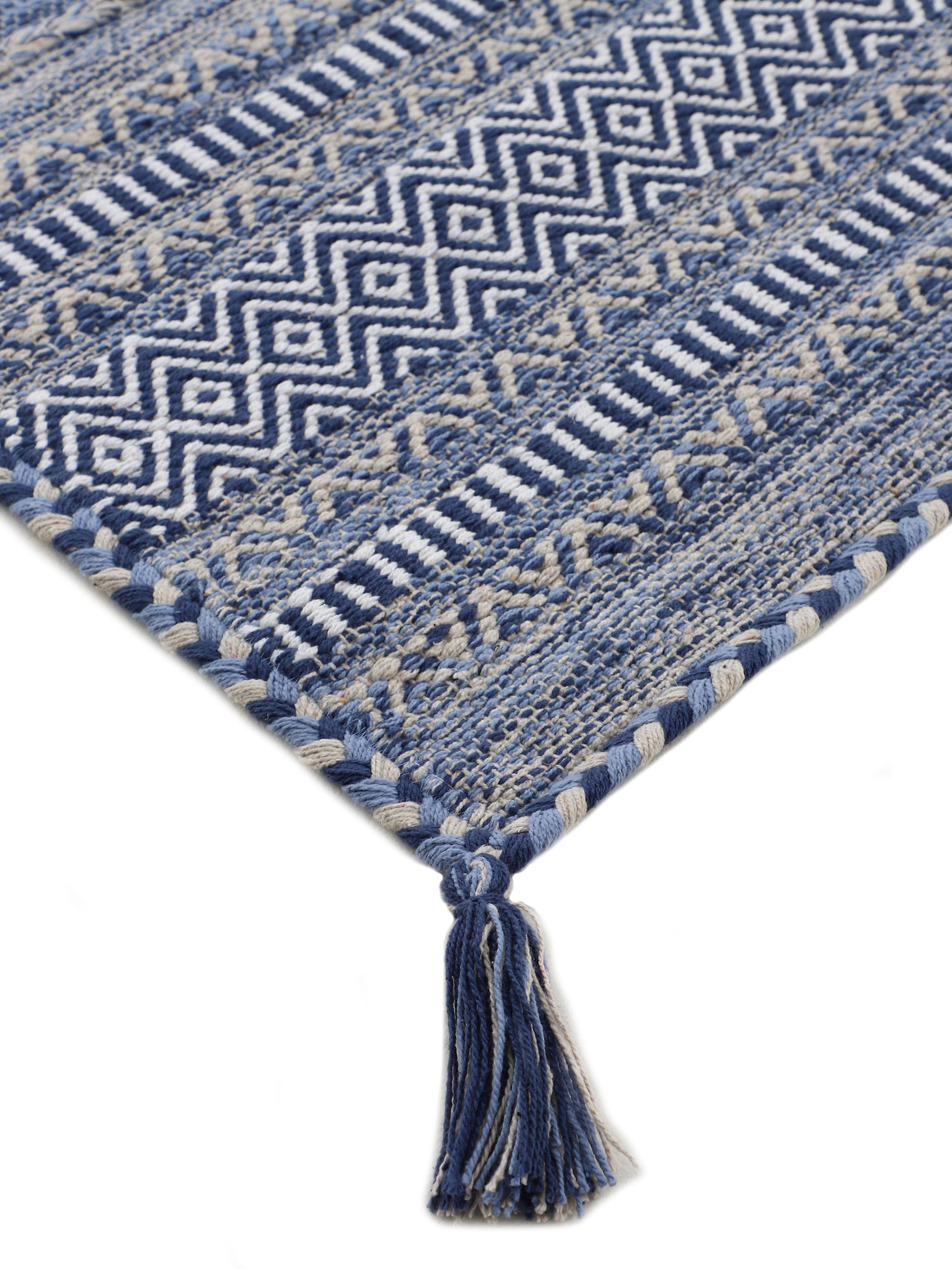 Flachgewebeteppich Kelim Azizi Läufer Blau in blau aus baumwolle