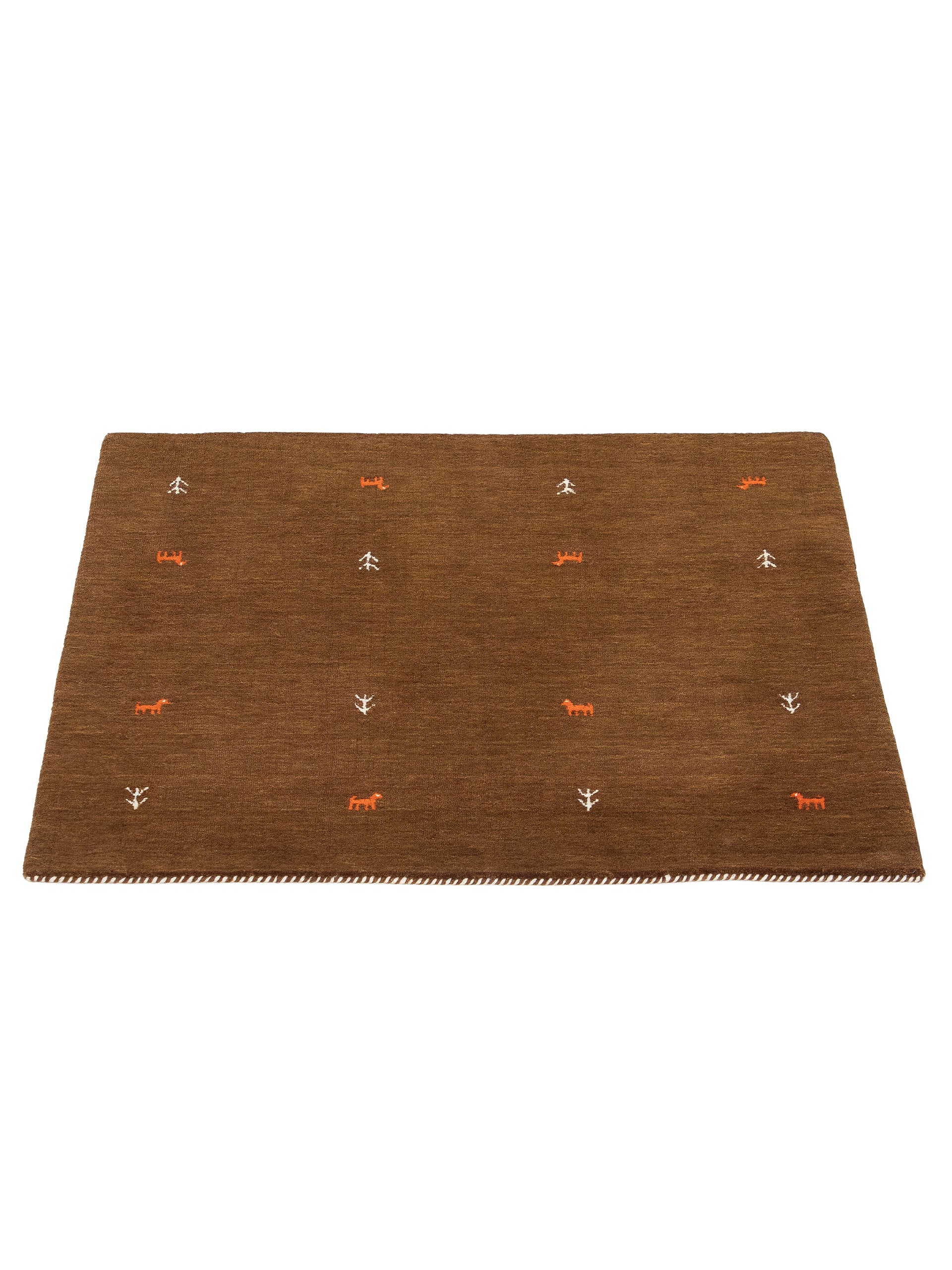 Wollteppich Gabbeh Uni Quadratisch Braun in braun aus wolle