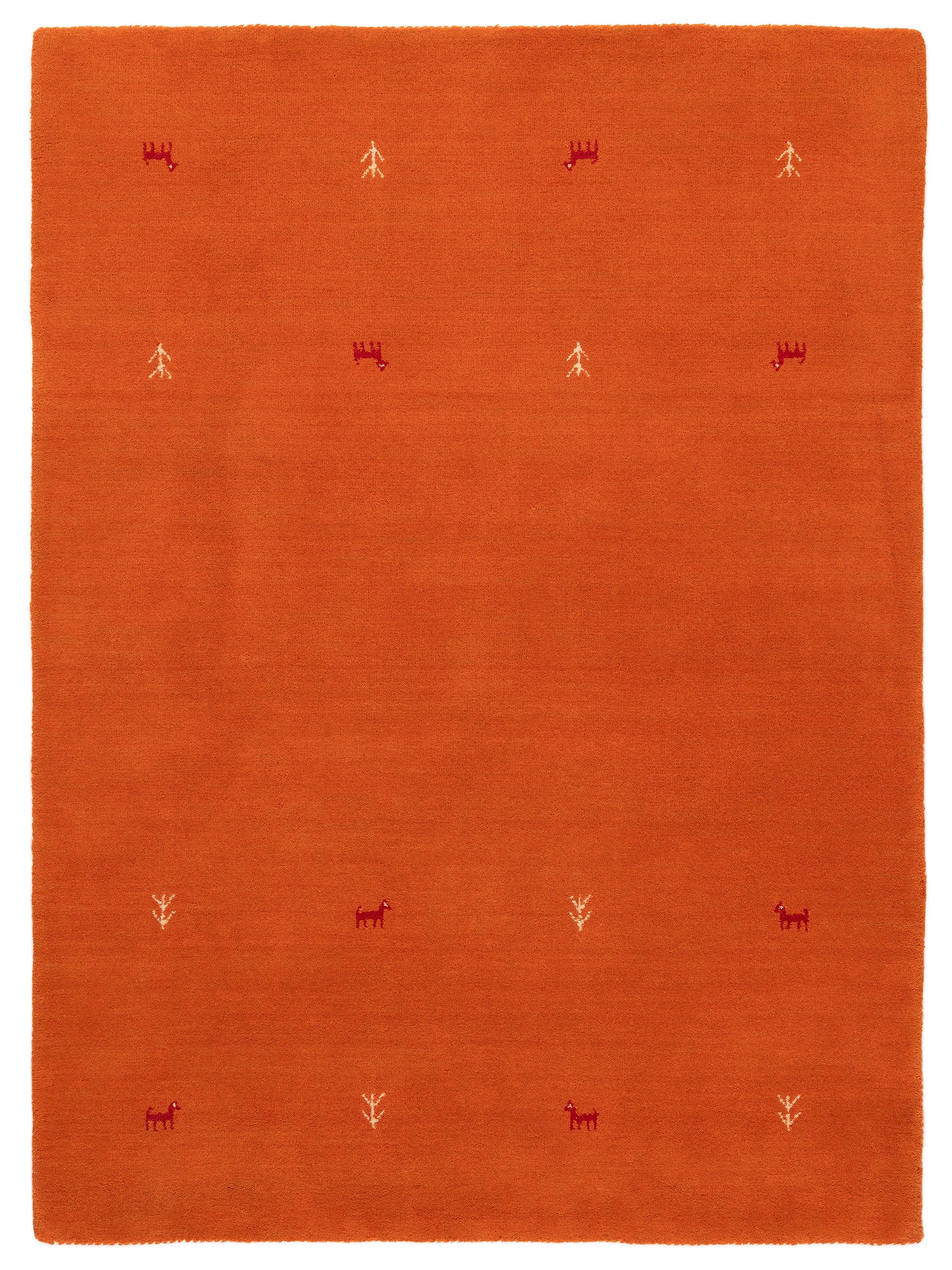Wollteppich Gabbeh Uni Orange aus Wolle
