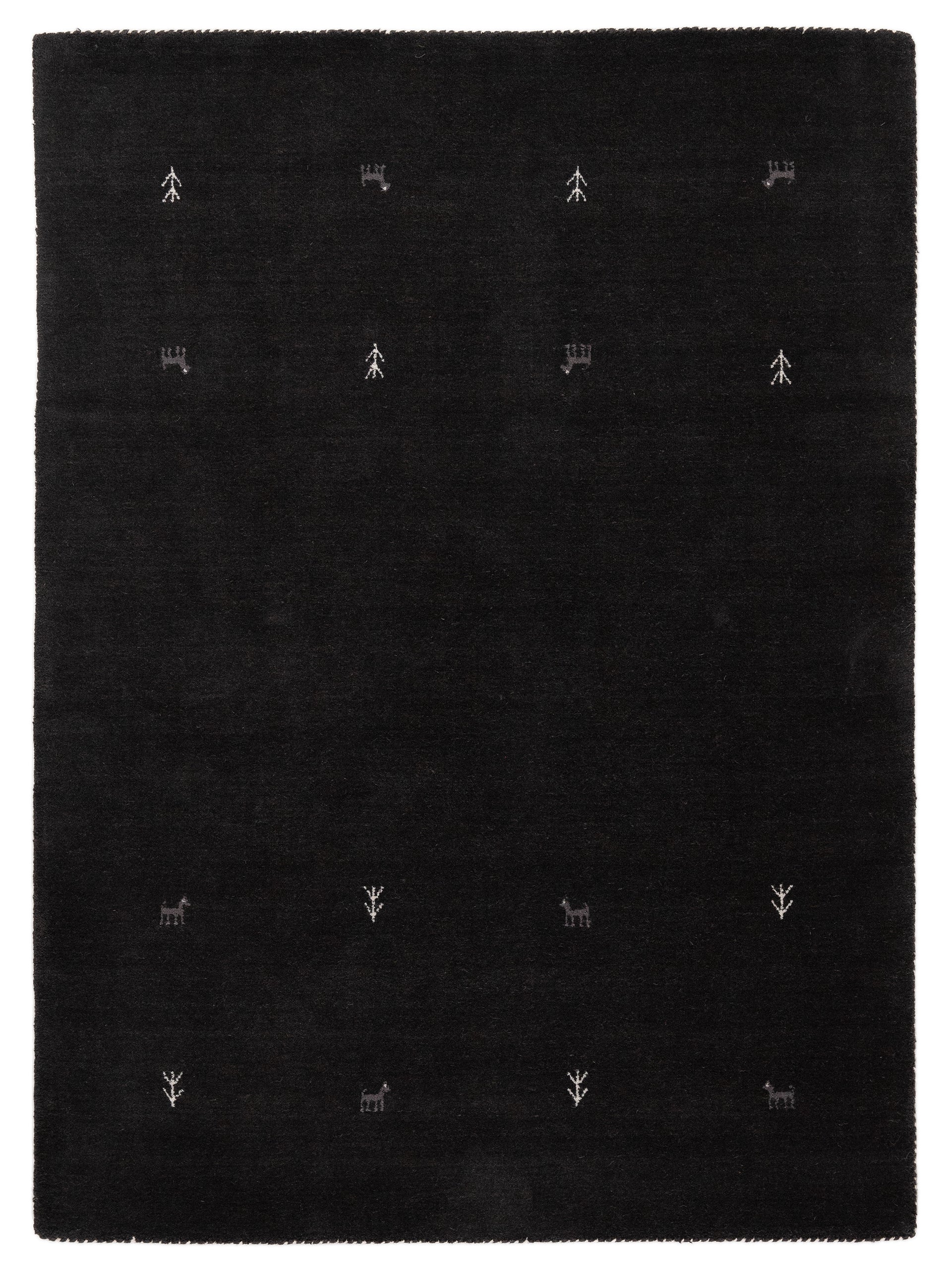 Wollteppich Gabbeh Uni Schwarz aus Wolle