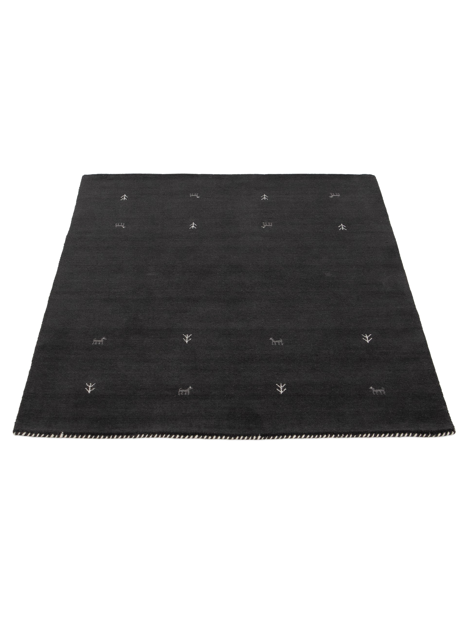 Wollteppich Gabbeh Uni Schwarz aus Wolle