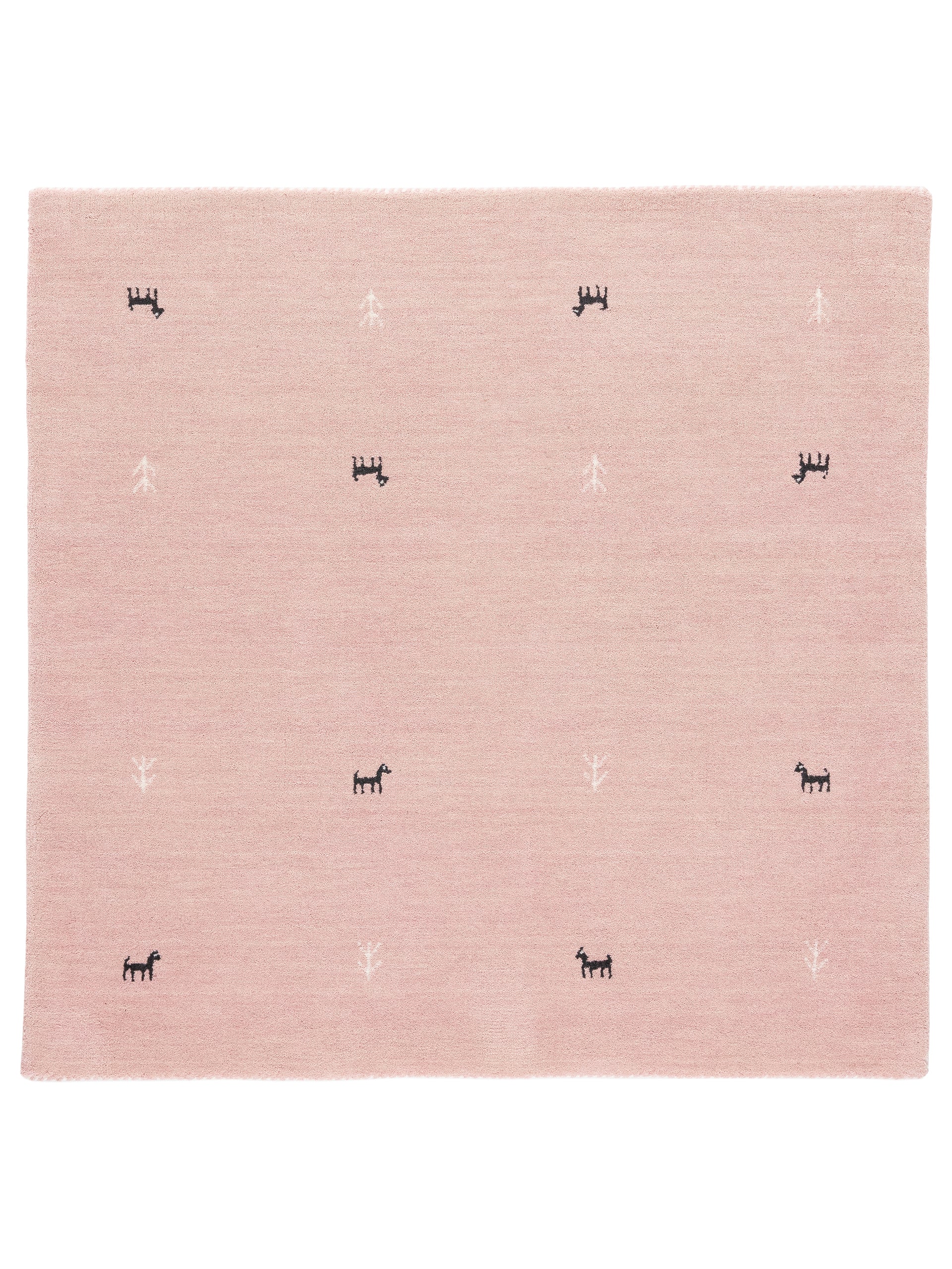 Wollteppich Gabbeh Uni Quadratisch Rosa in rosa aus wolle